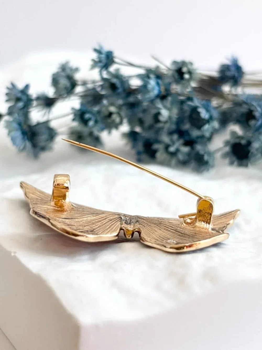 Butterfly Figural American Flag Enameled Gold Toned Patriotic Brooch Pin